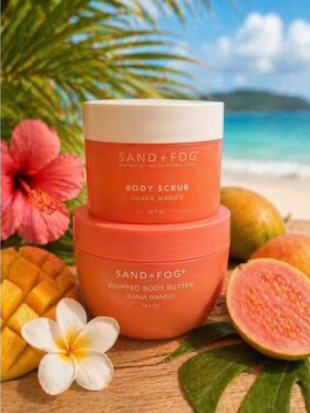 Sand + Fog Guava Mango Body Scrub & Whipped Body Butter - Coral